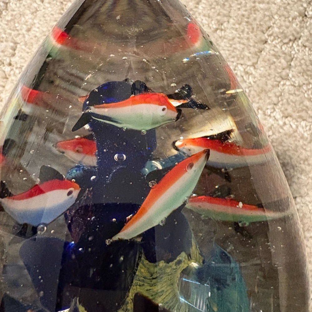 Paperweight Fish And Coral Under The Sea Aquarium Art Glass Murano Style - Picture 7 of 14